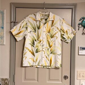 Tommy Bahama Green and Yellow Leaf Print Men's Shirt